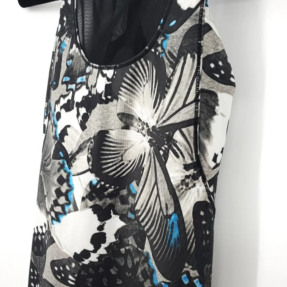 Lululemon Mesh With Me Tank Exploded‎ So Fly Butterfly Wing Print Black/Blue 4
